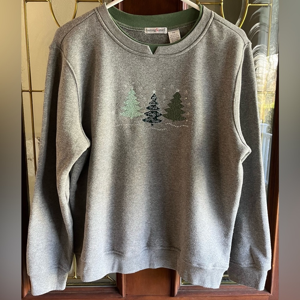 Hasting & Smith Retro 90s Bejeweled Christmas Party Sweater Size Medium Petite